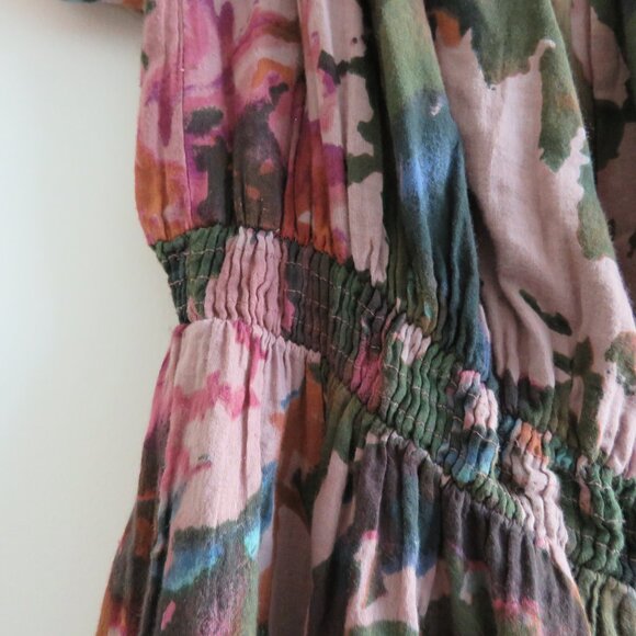 WORLD MARKET Tiered Maxi Dress in Purple Green Floral Boho Summer - Size L/XL - Picture 12 of 15